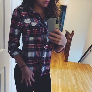 Blue, red, and white flannel